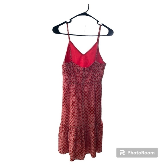 EUC J.Crew red medallion drop waist flouncy dress size 4 - Picture 4 of 7